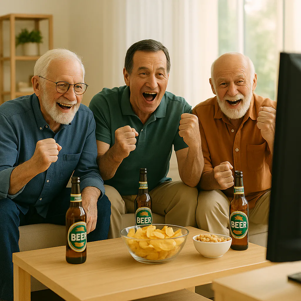 Freunde schauen ein Fußballspiel